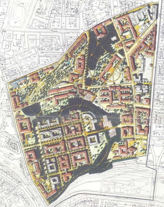 Urbanistická studie Albertov – Karlov, architekti I. Hořejší, A. Kroha,  1999 (zveřejněno se souhlasem autorů urbanistické studie)